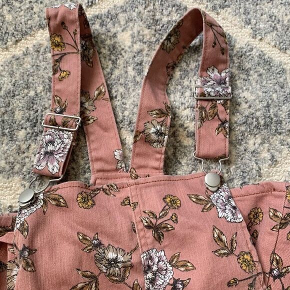 No Boundaries Floral Overalls Dress Juniors Sz 11 - Picture 2 of 10